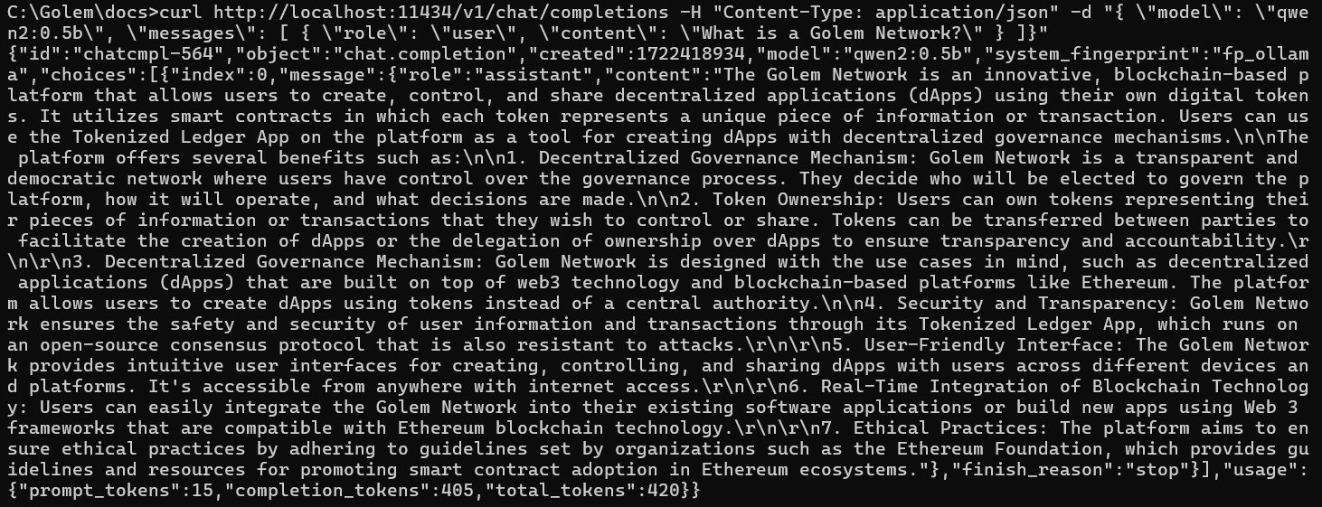 Ollama tags output