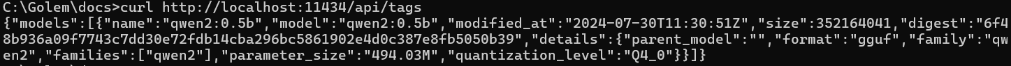 ollama Tags output