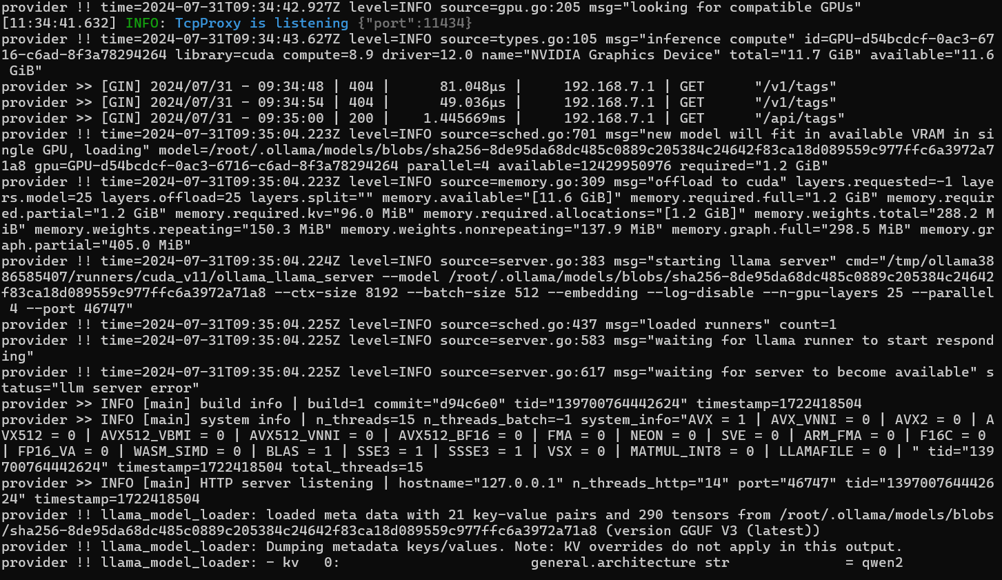 Ollama tags output